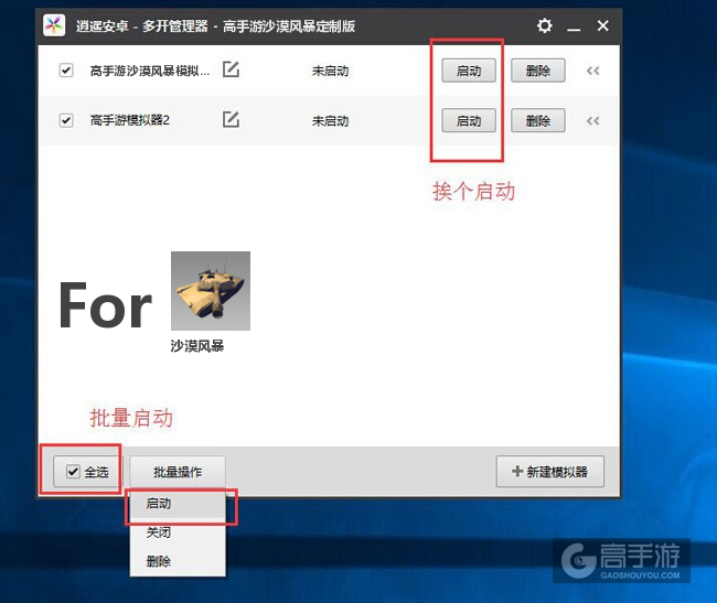 启动沙漠风暴模拟器