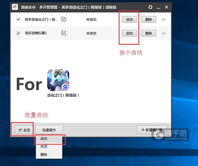 启动造化之门（网络版）模拟器