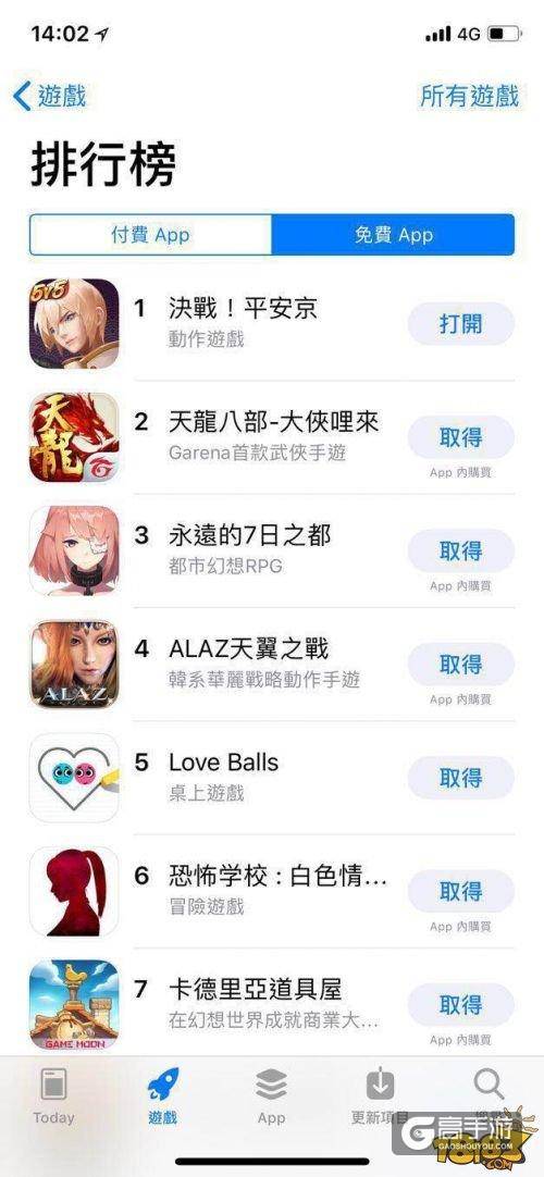 《决战！平安京》迅速登顶台湾App Store免费榜