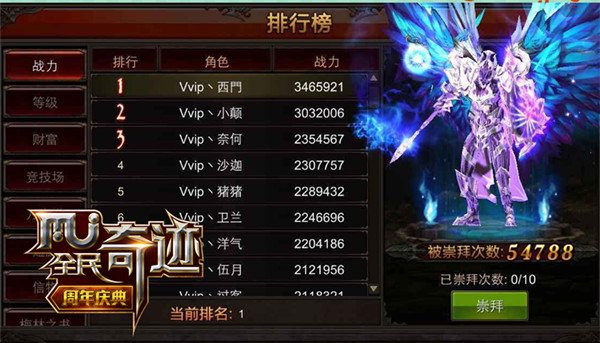 奇迹兴亡我的责任 《全民奇迹MU》排行榜大变天