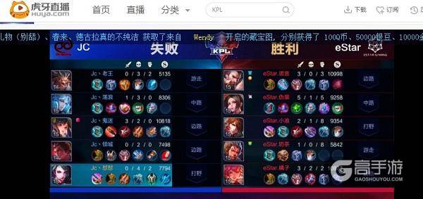 王者荣耀KPL eStar逆转JC进军四强！