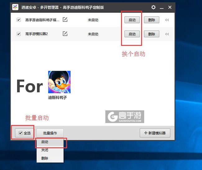 启动迪斯科鸭子模拟器
