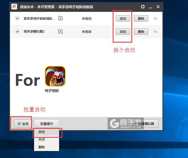 启动鸭子地狱模拟器