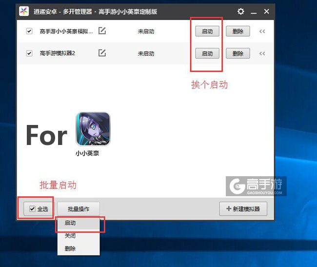 启动小小英豪模拟器