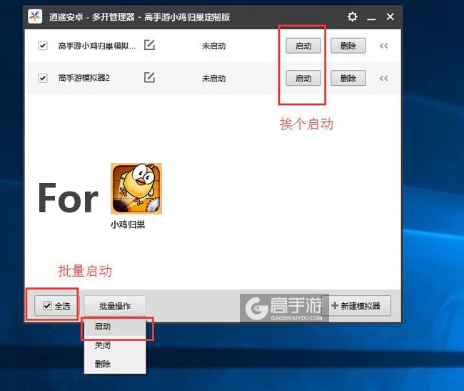 启动小鸡归巢模拟器