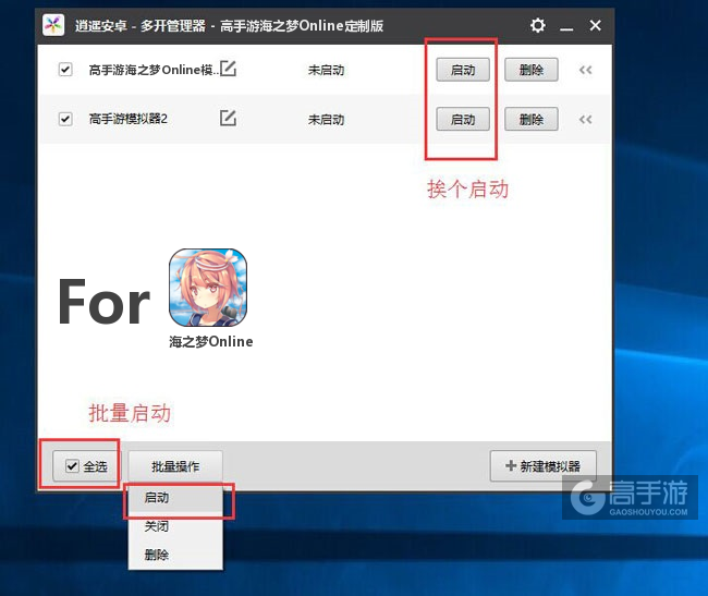 启动海之梦Online模拟器