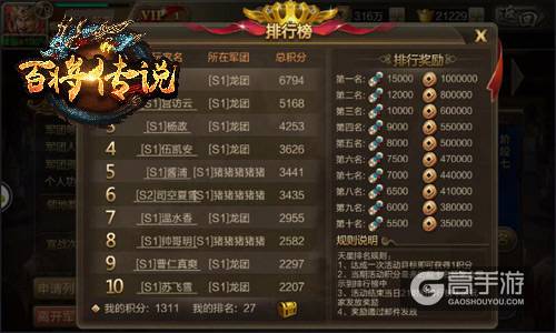 军团七星临凡 冰河游戏《百将传说》天星榜揭秘