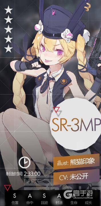 少女前线SR-3MP属性 少女前线SR-3MP技能