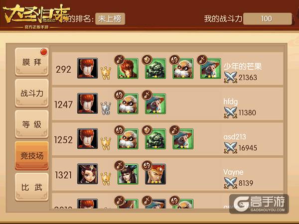 《大圣归来手游》竞技场：全力以赴战个爽