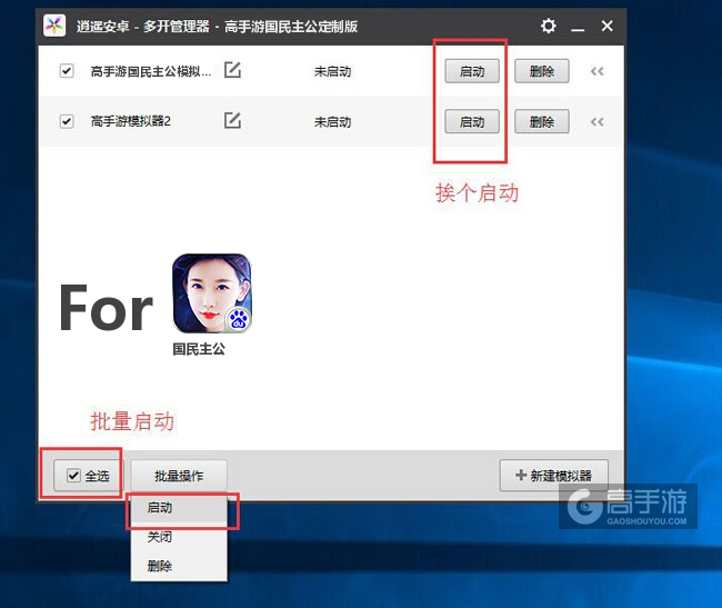启动国民主公模拟器
