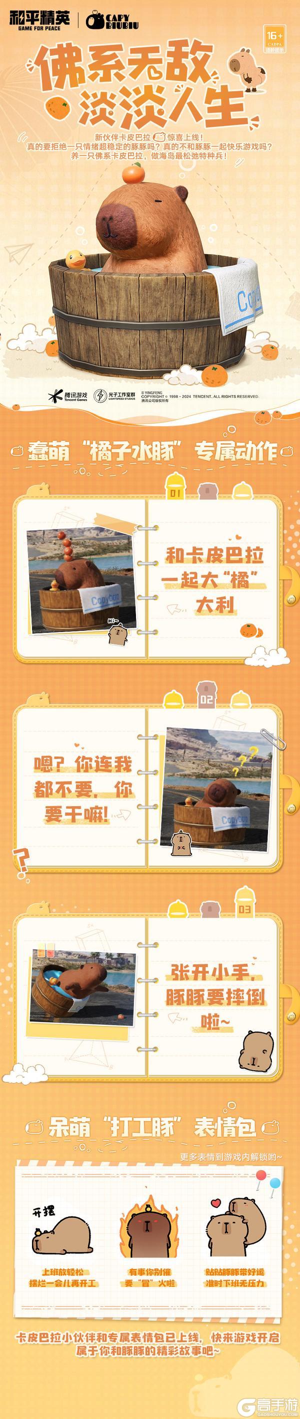 《和平精英》新伙伴报道 | 佛系无敌,淡淡人生。卡皮巴拉正版授权宠物正式上线!