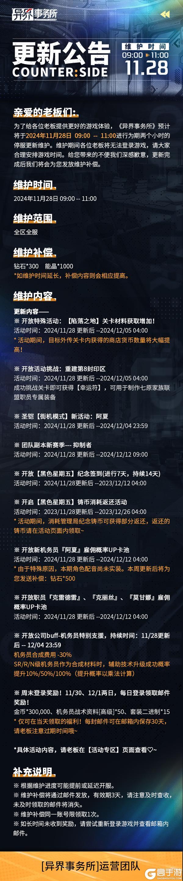 更新情报 | 纪念签到活动，全新机务员阿夏雇佣概率UP