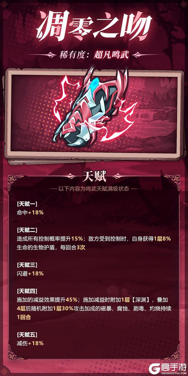 0125光暗对决|超凡鸣武——凋零之吻,数值资料曝光(内含礼包)