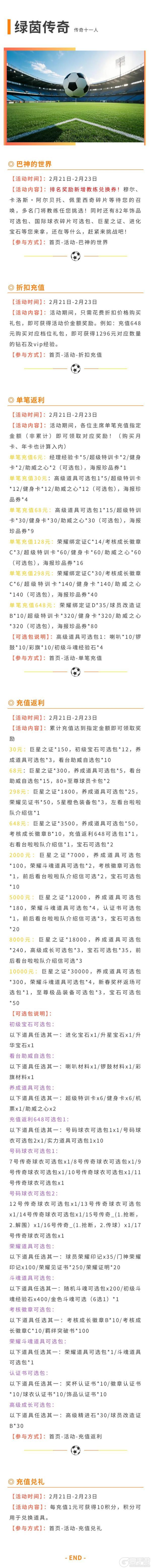 《绿茵传奇》巴神世界奖励升级