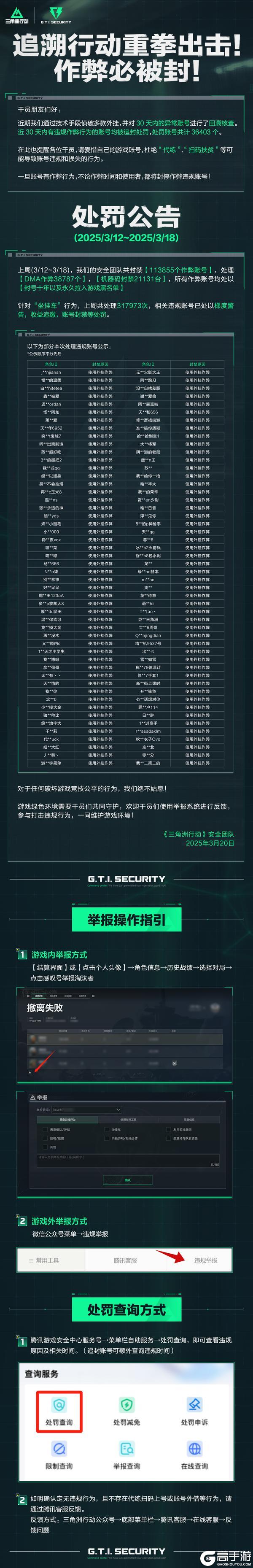 追溯行动重拳出击！作弊必被封！