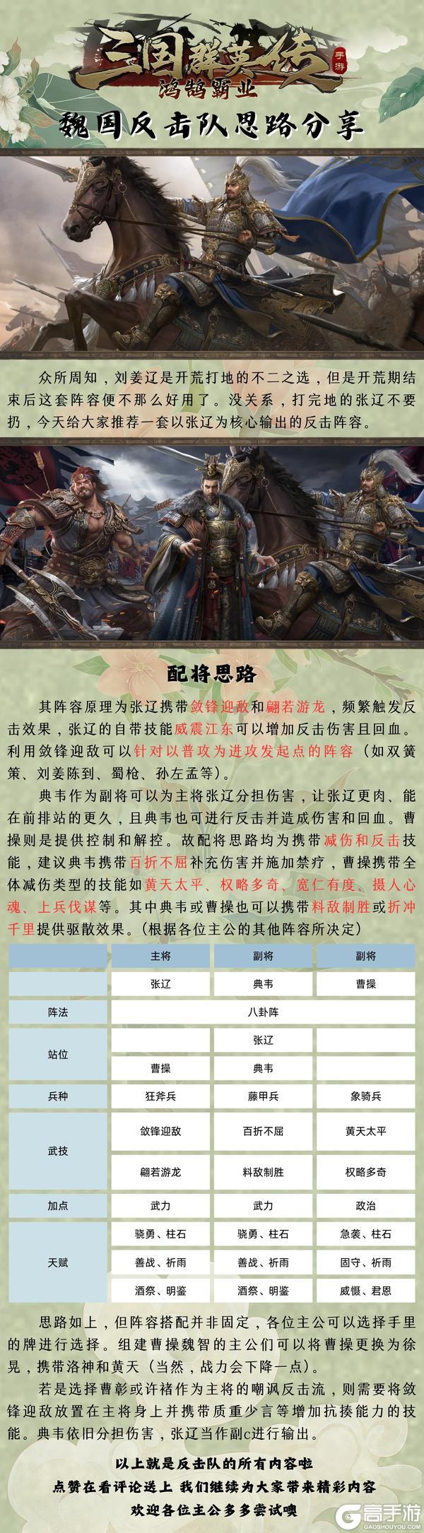 《三国群英传:鸿鹄霸业》武将攻略丨反击流