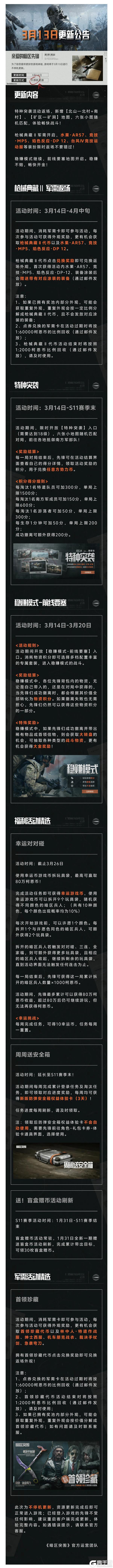 更新公告丨枪械典藏Ⅱ军需开启，特种突袭活动返场！