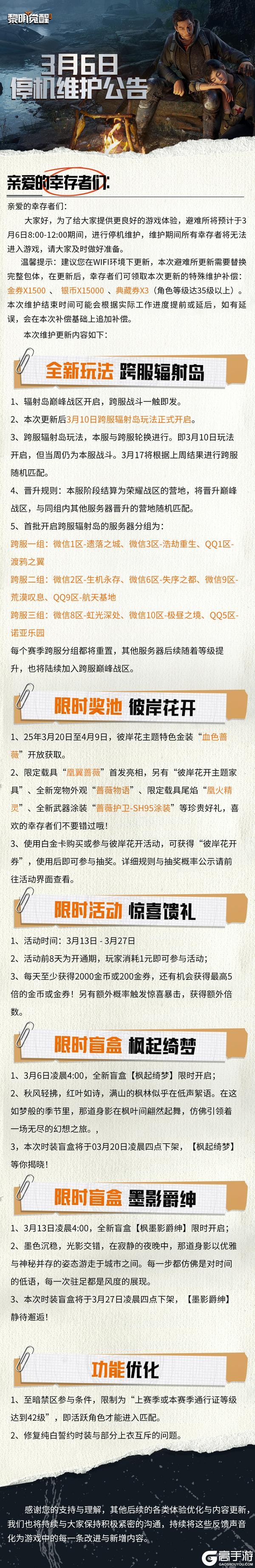 更新公告 | 跨服辐射岛来袭，至暗禁区参与条件变更