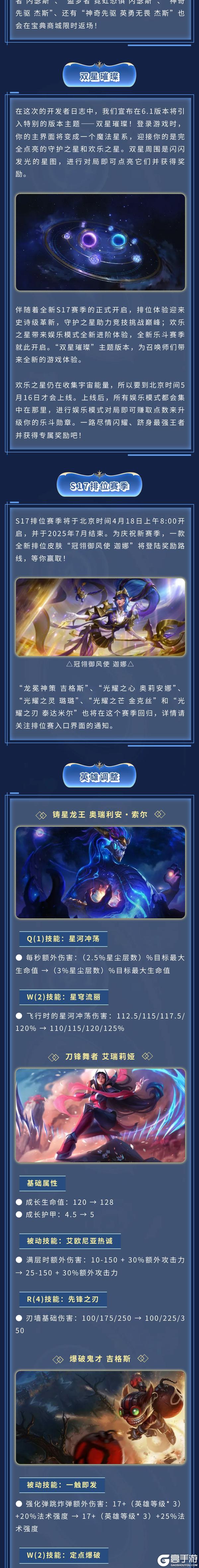 竞技体验史上最大规模更新！6.1新版本“双星璀璨”4月17日降临~