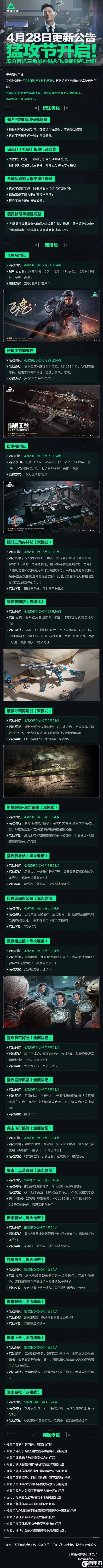 4月28日更新公告丨猛攻节开启！