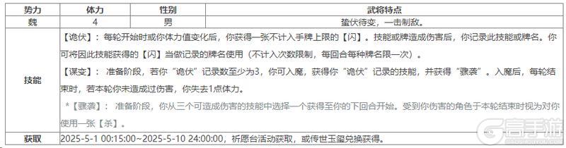 《三国杀OL互通版》开黑季魔司马懿祈愿来袭 五一祈福祢衡、牛辅上新
