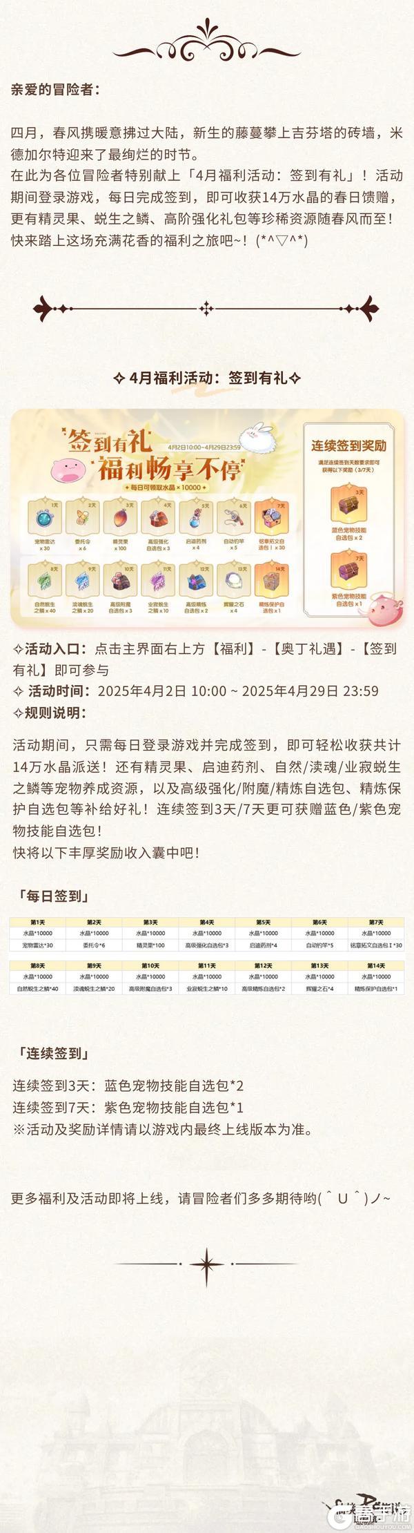 《仙境传说：新启航》春日绮遇 四月签到盛典开启！