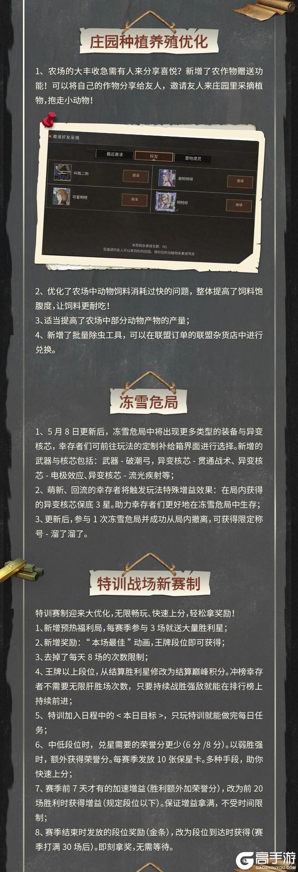 《明日之后》更新公告种植养殖功能上新特训战场