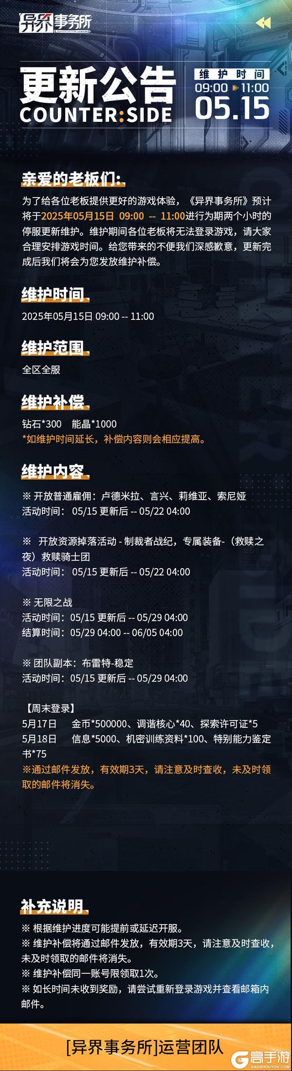 更新情报 | 卢德米拉、索尼娅等职员雇佣概率UP，无限之战开始