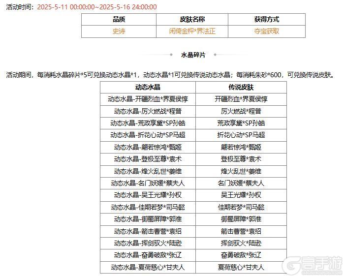 【官方活动】占星秘宝王瓘、霍峻返场 闲倚金枰*界法正夺宝上新