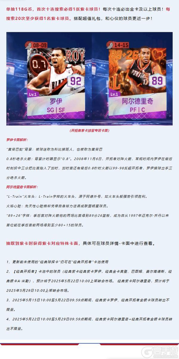 经典开拓者上线！“黄曼巴”罗伊上线，展现极致进攻美学”！