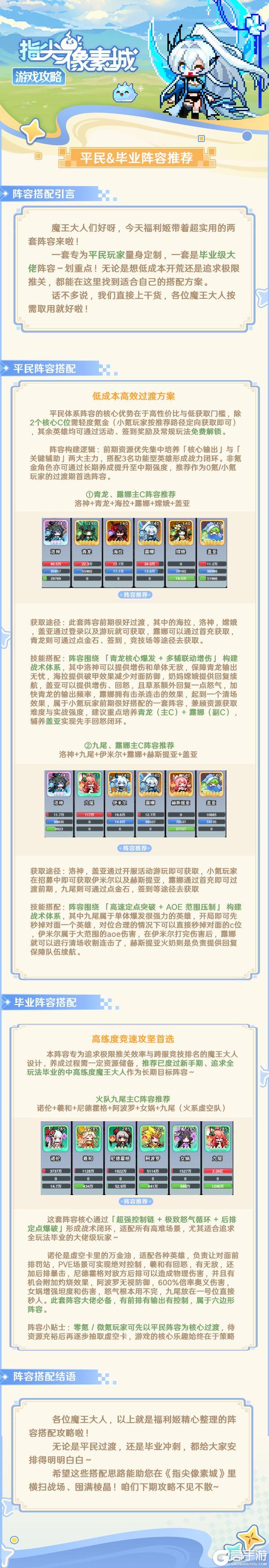 《指尖像素城》平民+毕业双阵容搭配干货!