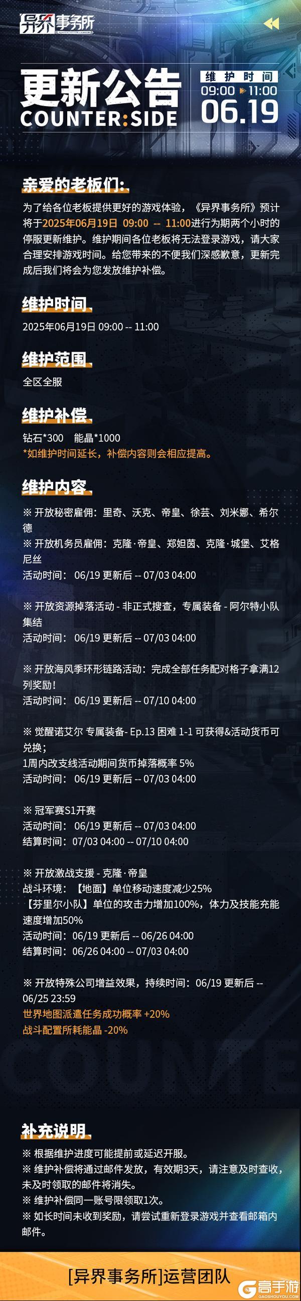 更新情报 | 觉醒职员刘米娜等雇佣概率UP，冠军赛开战