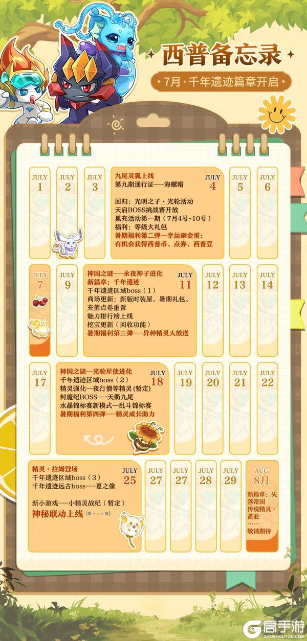 《西普大陆》7月活动备忘录|永夜神子与光轮星使迎来进化