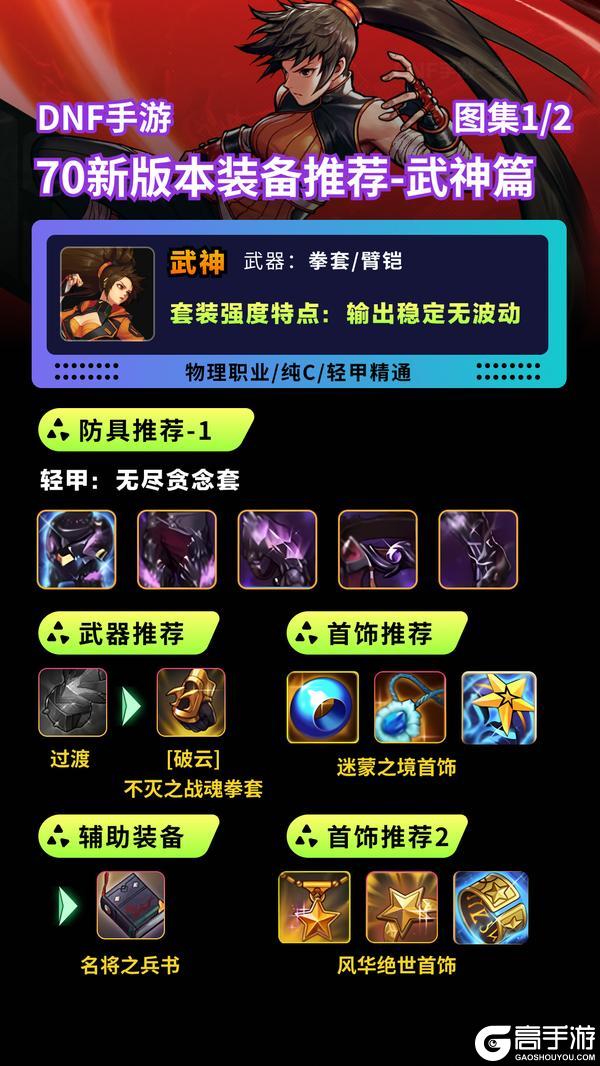 DNF手游70版本装备搭配推荐-武神篇
