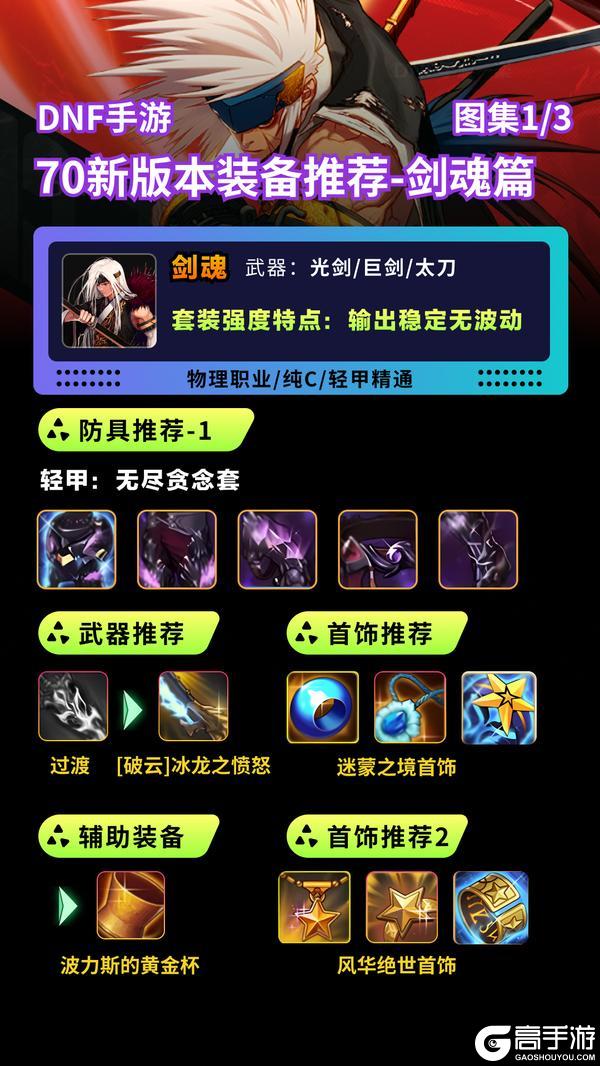 DNF手游70版本装备搭配推荐-剑魂篇