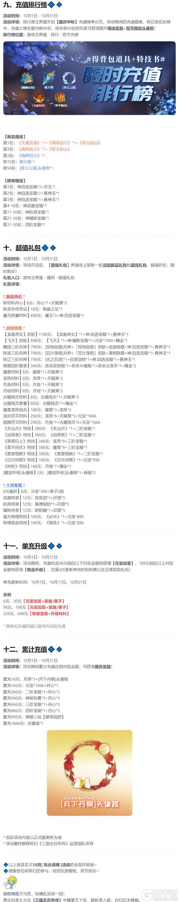 《三国志吕布传》 10月活动丨风云战啸