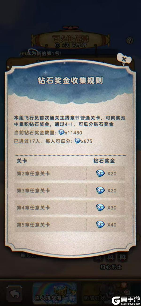 【百人挑战赛】通关主线关卡瓜分钻石奖金！