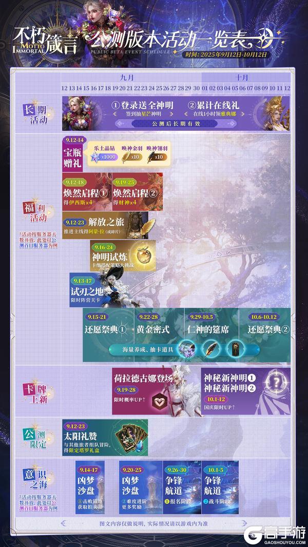 不朽箴言 | 新老旅者必看——版本活动日历请查收