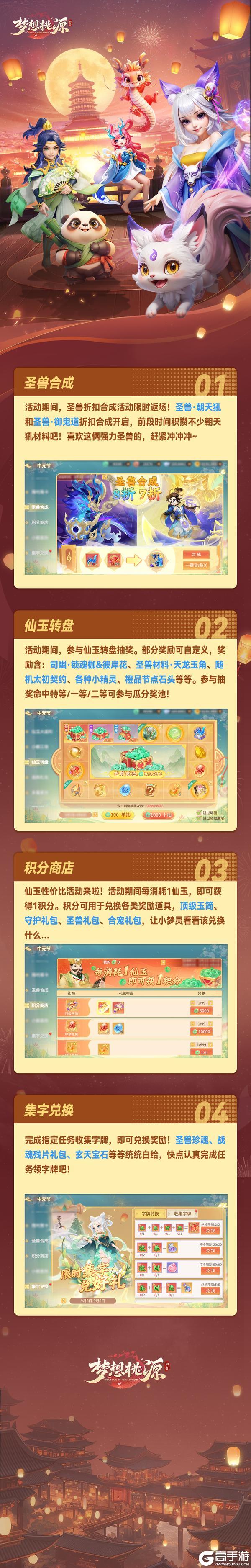 《梦想桃源》朝天犼圣兽合成折扣限时返场仙玉转盘珍稀材料齐全