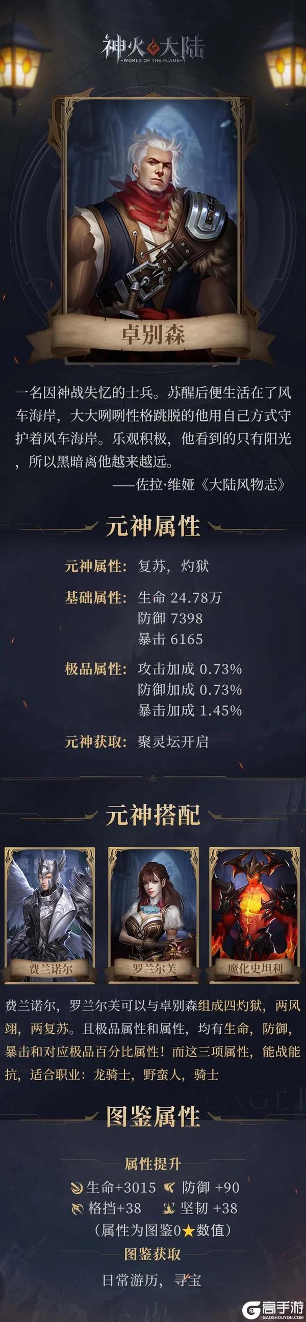 《神火大陆》神火人物志丨属性能抗能打 卓别森搭配来袭