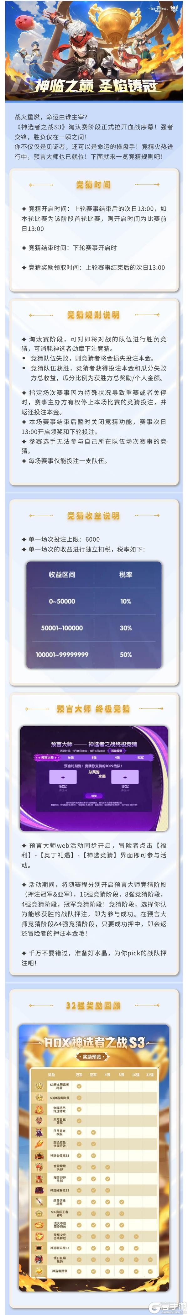 《仙境传说：新启航》神选者之战S3：淘汰赛竞猜开启！
