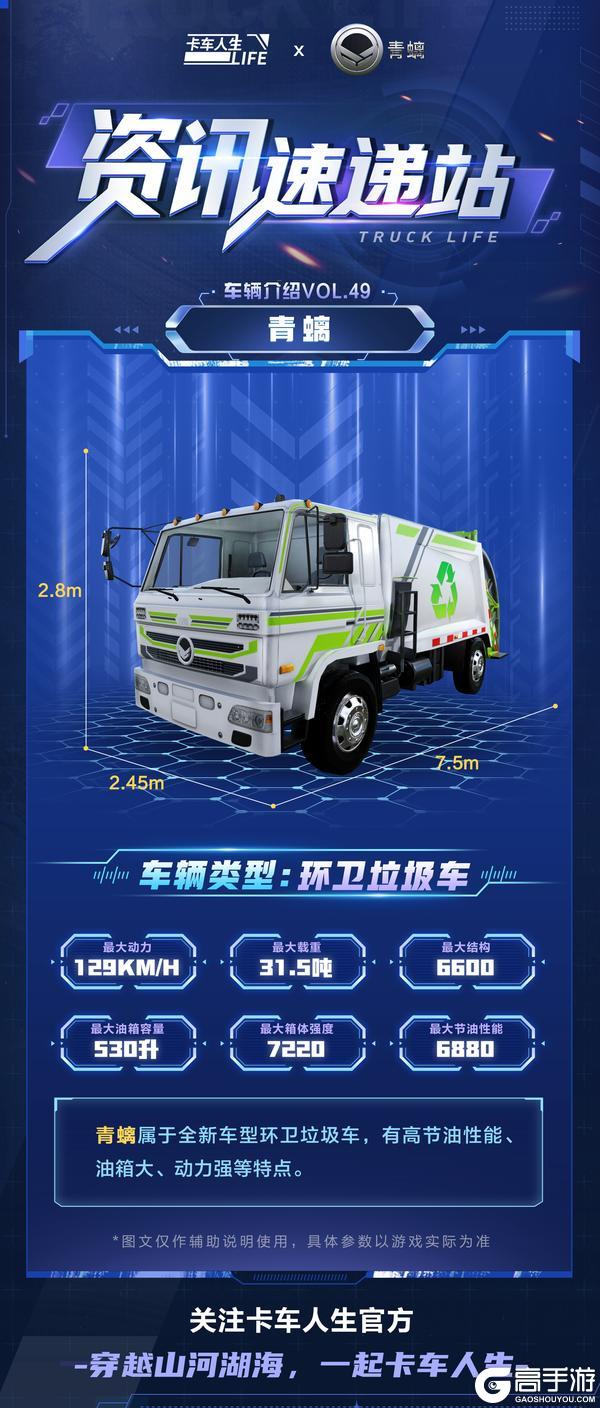 《卡车人生》资讯速递站：全新车型上线环卫垃圾车「青螭」登场