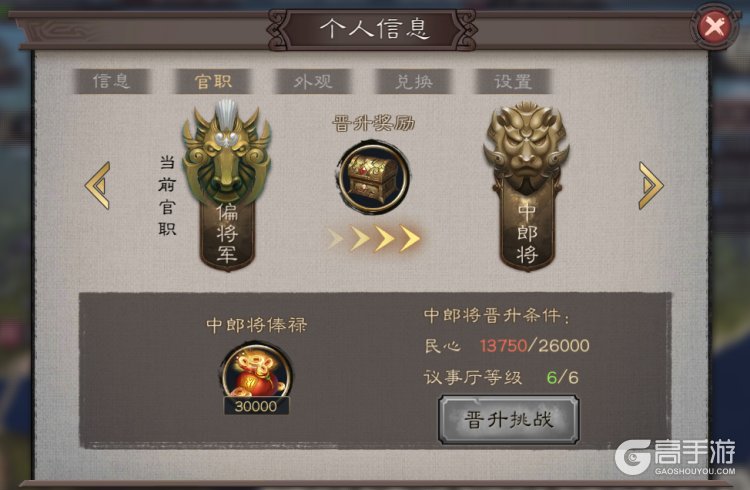 三国乱世霸王--游戏玩法--官职