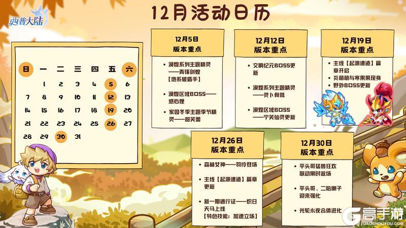 《西普大陆》12月月历|炎萌萌与寒果果来袭 平头哥联动返场