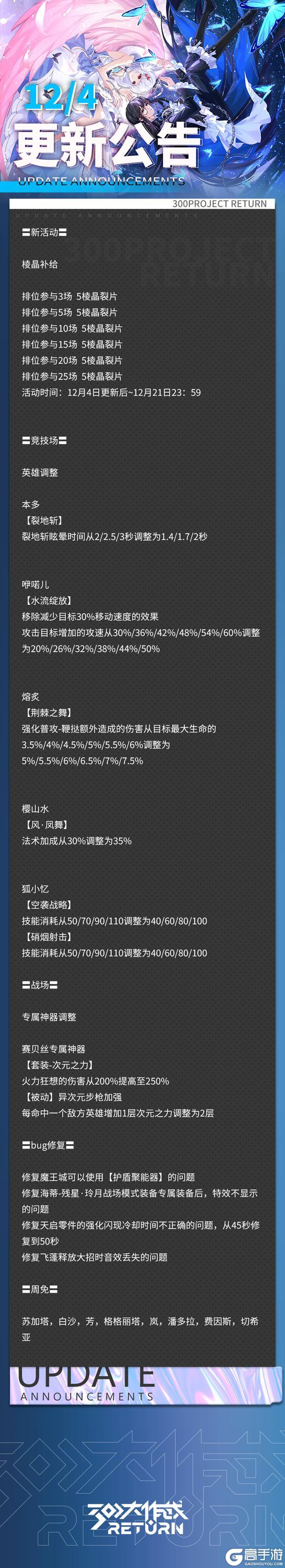 《300大作战》12月04日更新公告