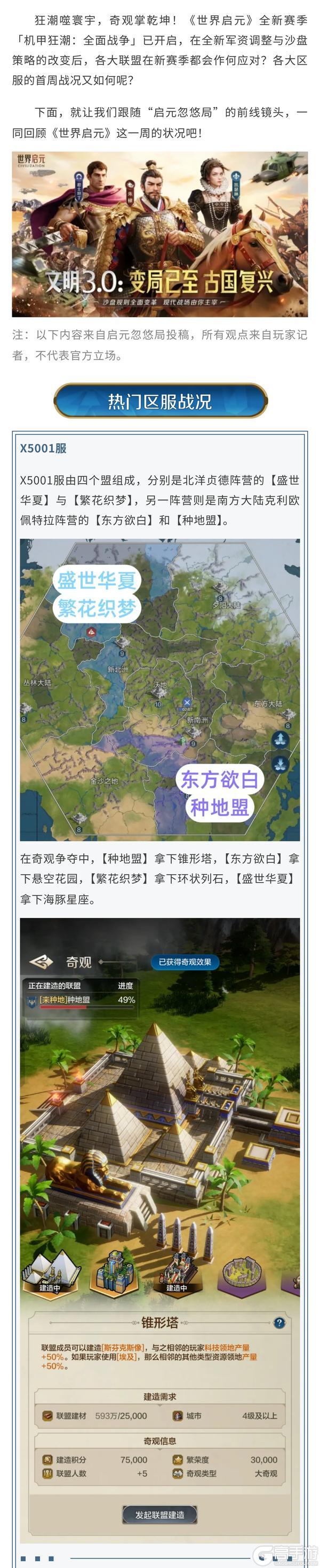 《世界启元》「机甲狂潮：全面战争」首周战报：奇观争夺，机甲破阵       