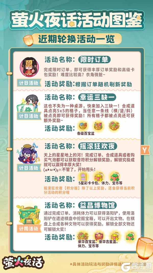 《萤火夜话》近期轮换活动大图鉴来咯！