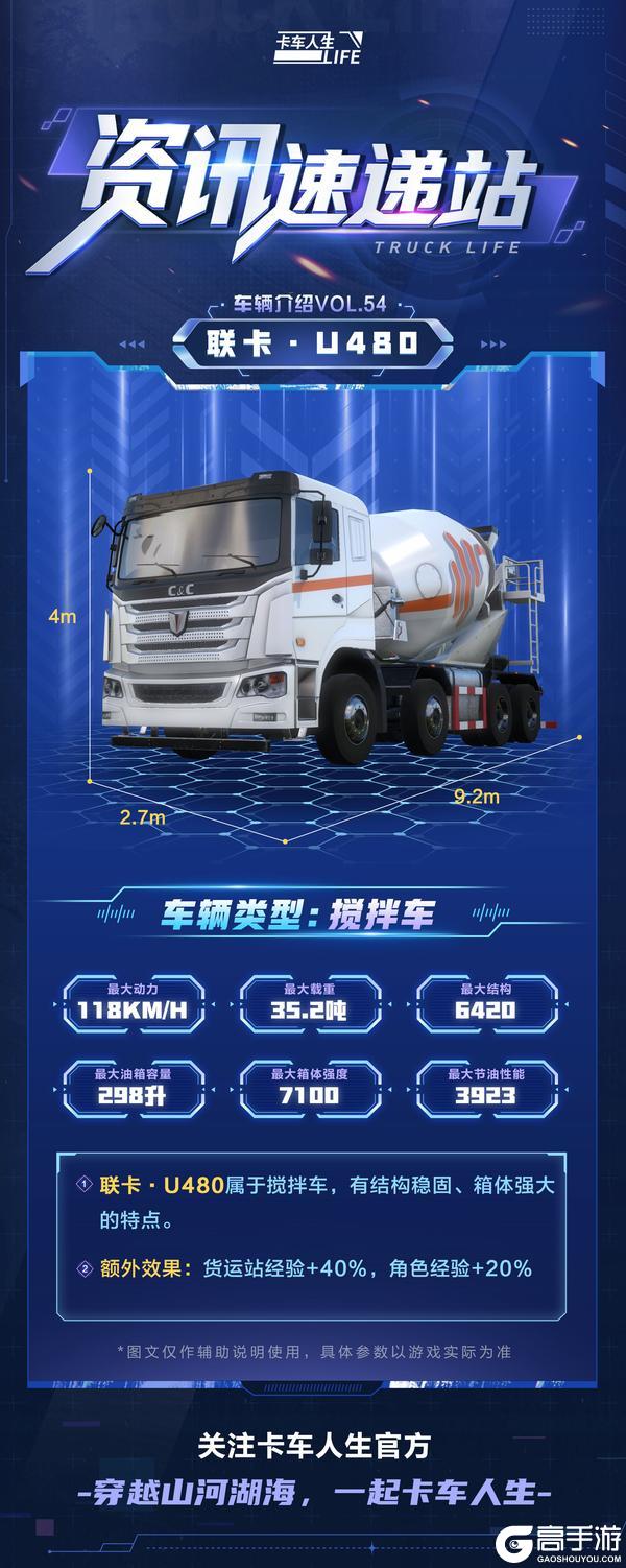 《卡车人生》全新搅拌车「联卡·U480」来袭