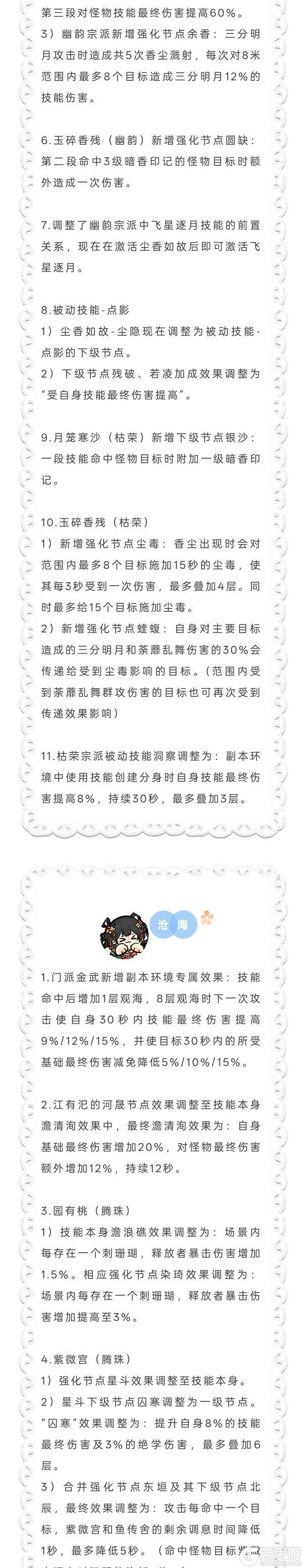 《一梦江湖》经典服门派平衡调整公告