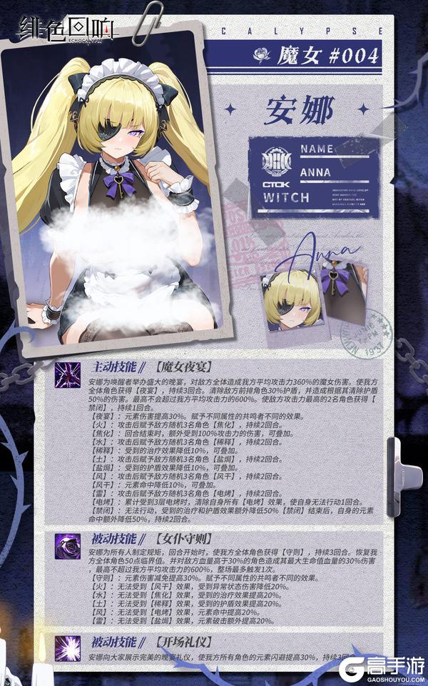 《绯色回响》【魔女档案】NO.004安娜 档案公开